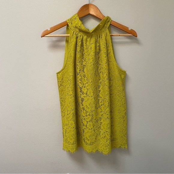 NWT J. Crew Chartreuse Tie Neck Lace Top #AG853 - Picture 4 of 8